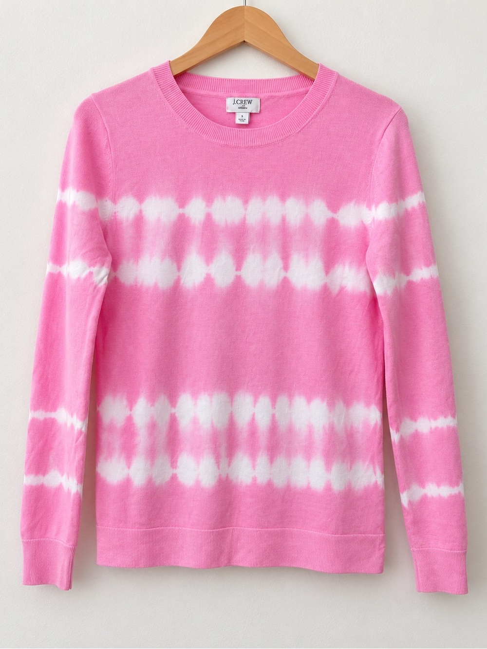 J. Crew Pink & White Tie-Dye Crewneck Sweater